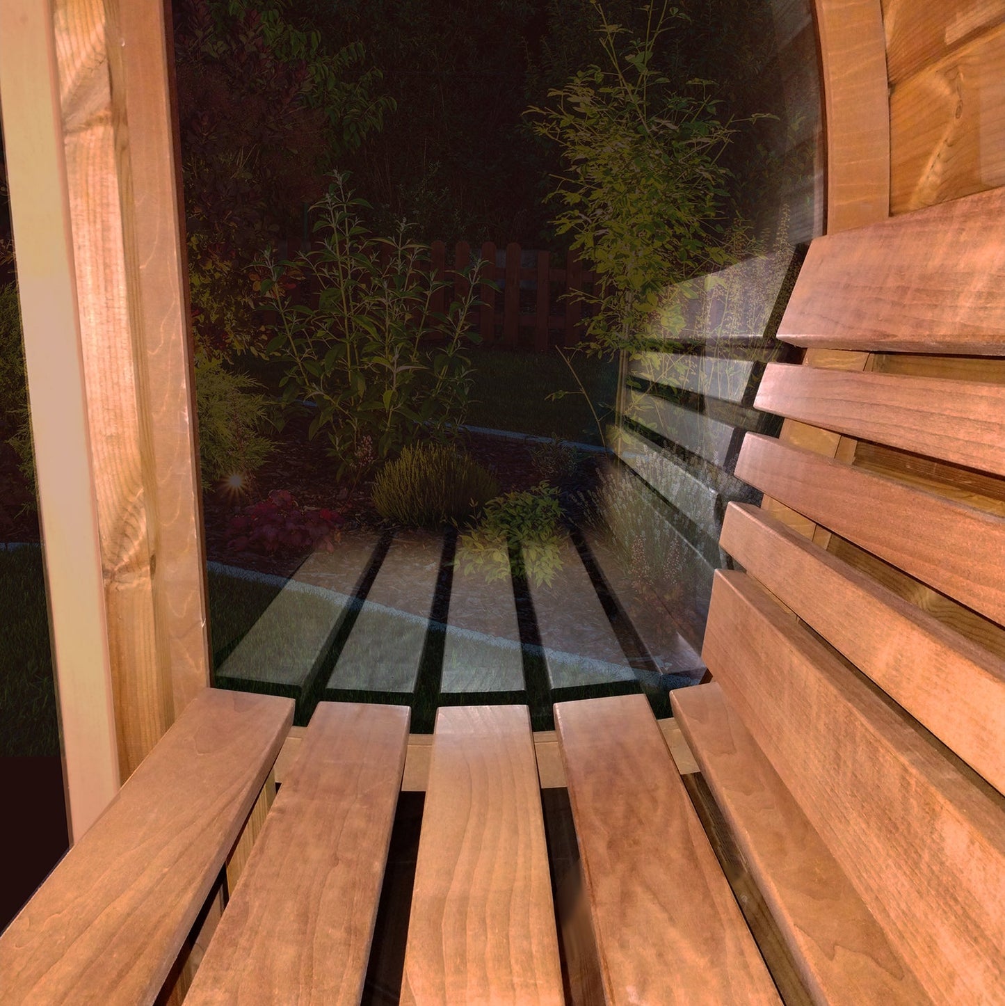 SaunaLife Model E7G Sauna Barrel with Glass Front