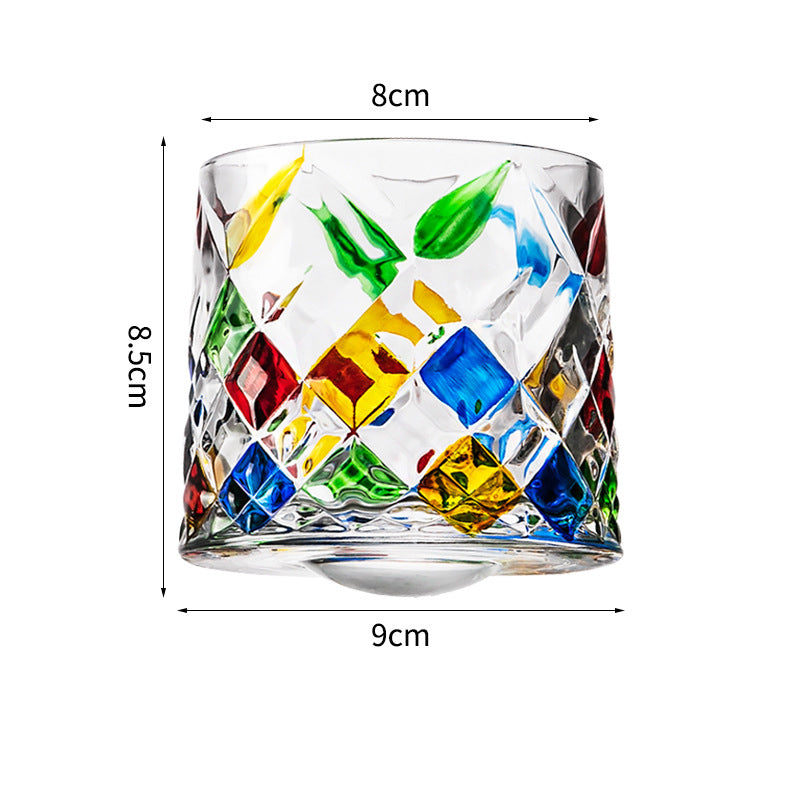 Hand drawn rotating glass cups multiple multi-purpose whiskey glasses rotating glass cups