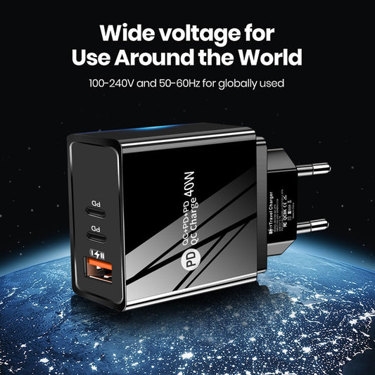 USB+2PD Type-C mobile phone charger LED with light travel charging head