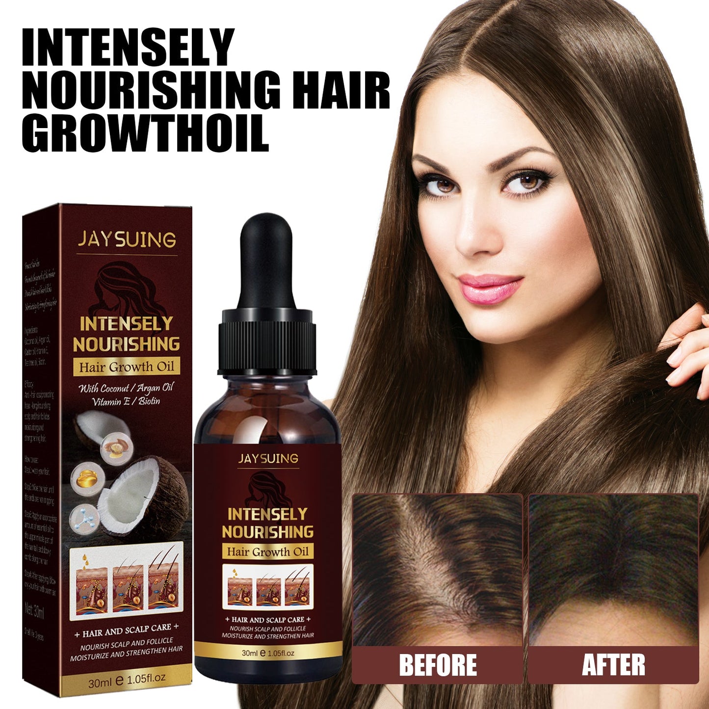 Coconut Hair Essential Oil, Moisturizes Tightens And Strengthens Hair Scalp Massage Essential Oil
