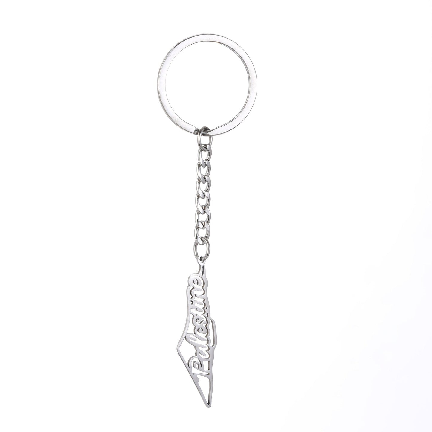 Israel Palestine Map Flag Drip Oil Stainless Steel Keychain Fashion Men's and Women's Stainless Steel Keys