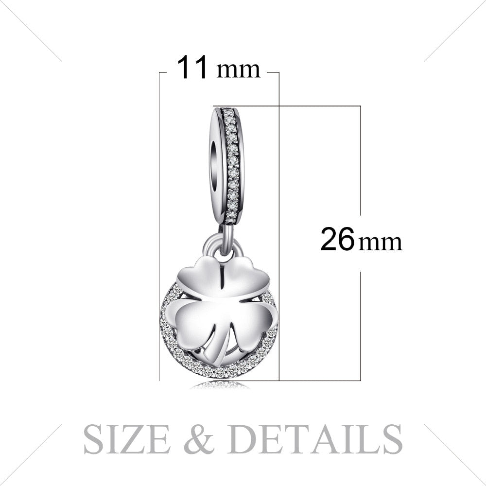 Jewelrypalace 100% 925 Sterling Silver Charms 4 Leaf Clover Charms Beads fit Bracelets Anniversary Gifts Fashion DIY Jewelry