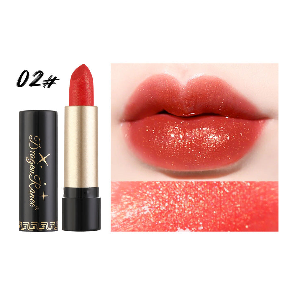 Gilt Pearlescent Dragon Fruit Peach Pink Lipstick Slightly Flashing Lipstick Moisturizing And Shining With Fine Flashing Bean Paste Mermaid