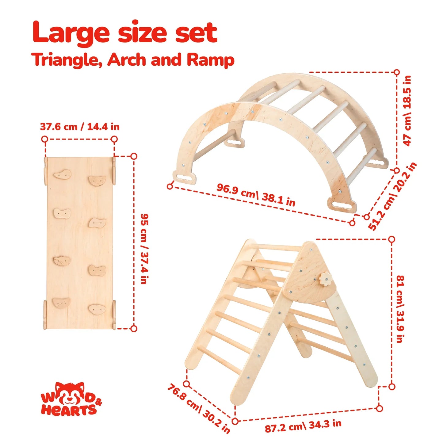 Montessori Climber with Accessories by Wood and Hearts