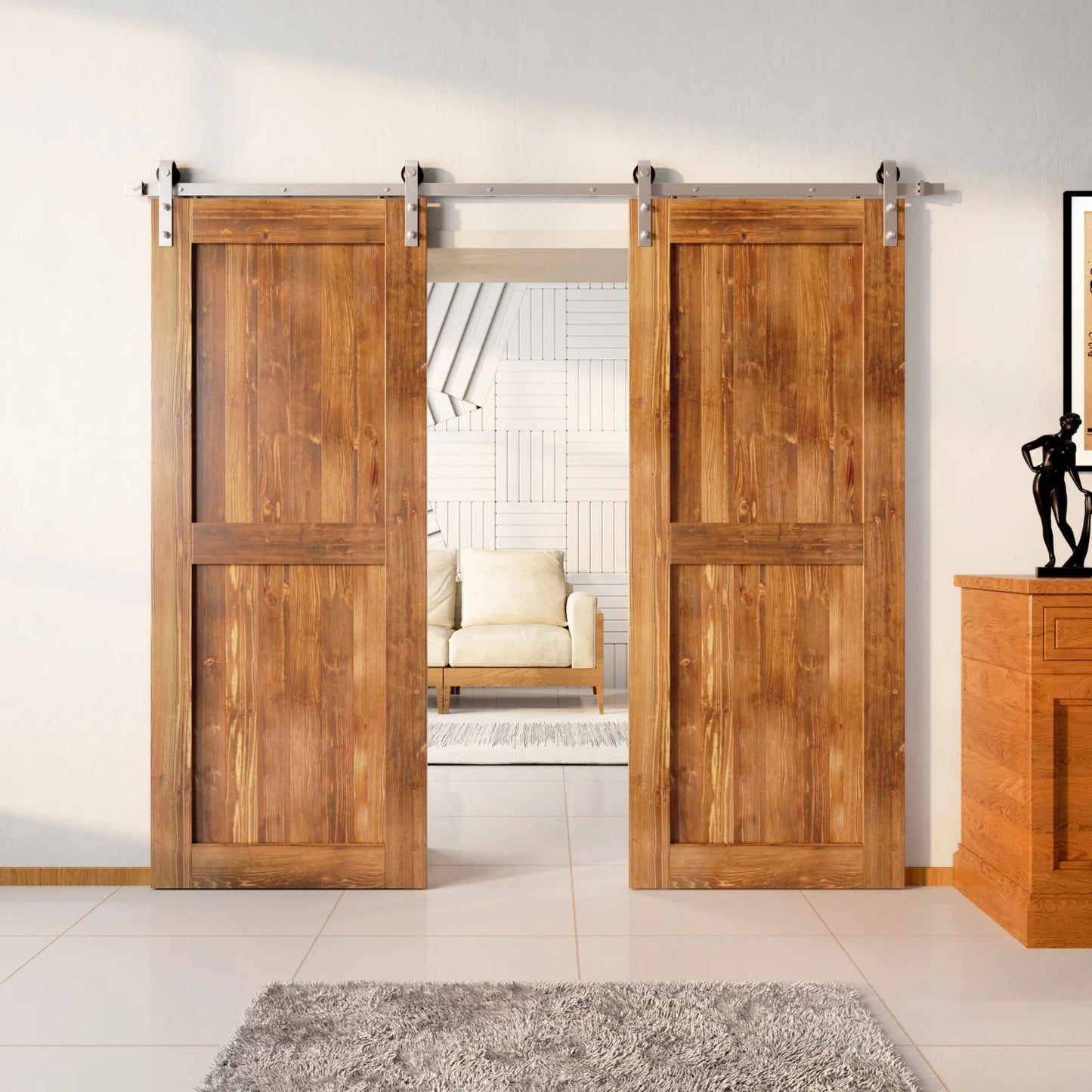 Classic Double Barn Door Kit | Brushed Nickel Hardware