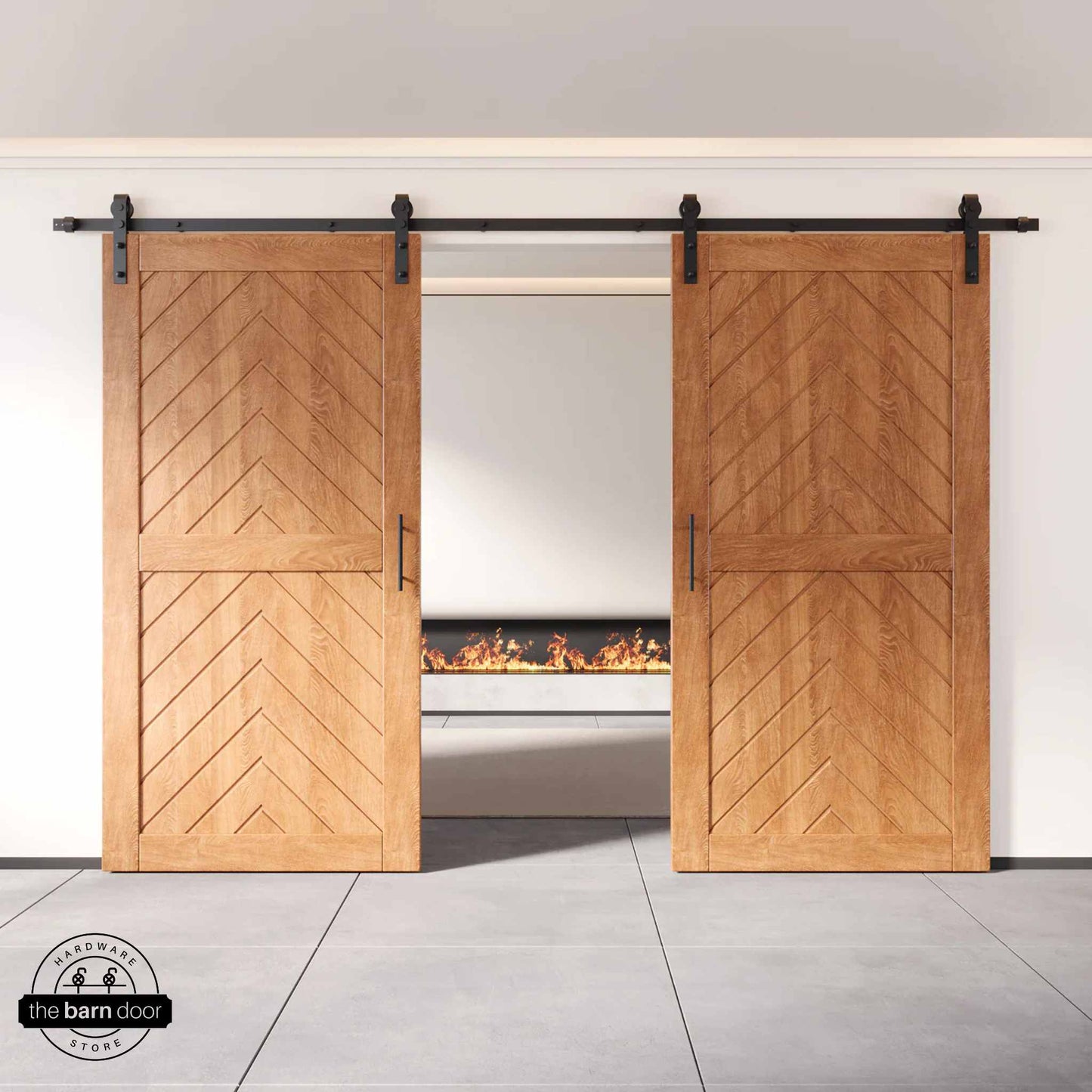 Fishbone Double Barn Door Kit | Black Hardware