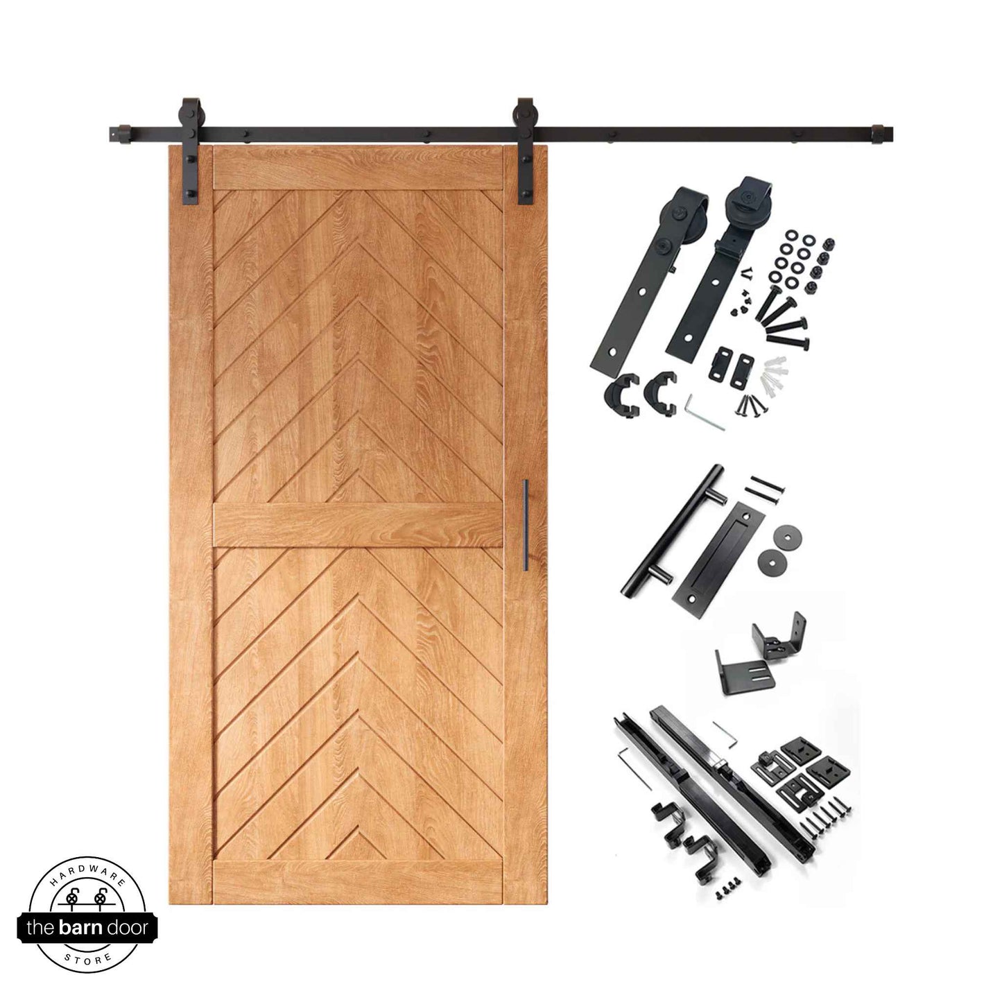 Fishbone Single Barn Door Kit | Black Hardware