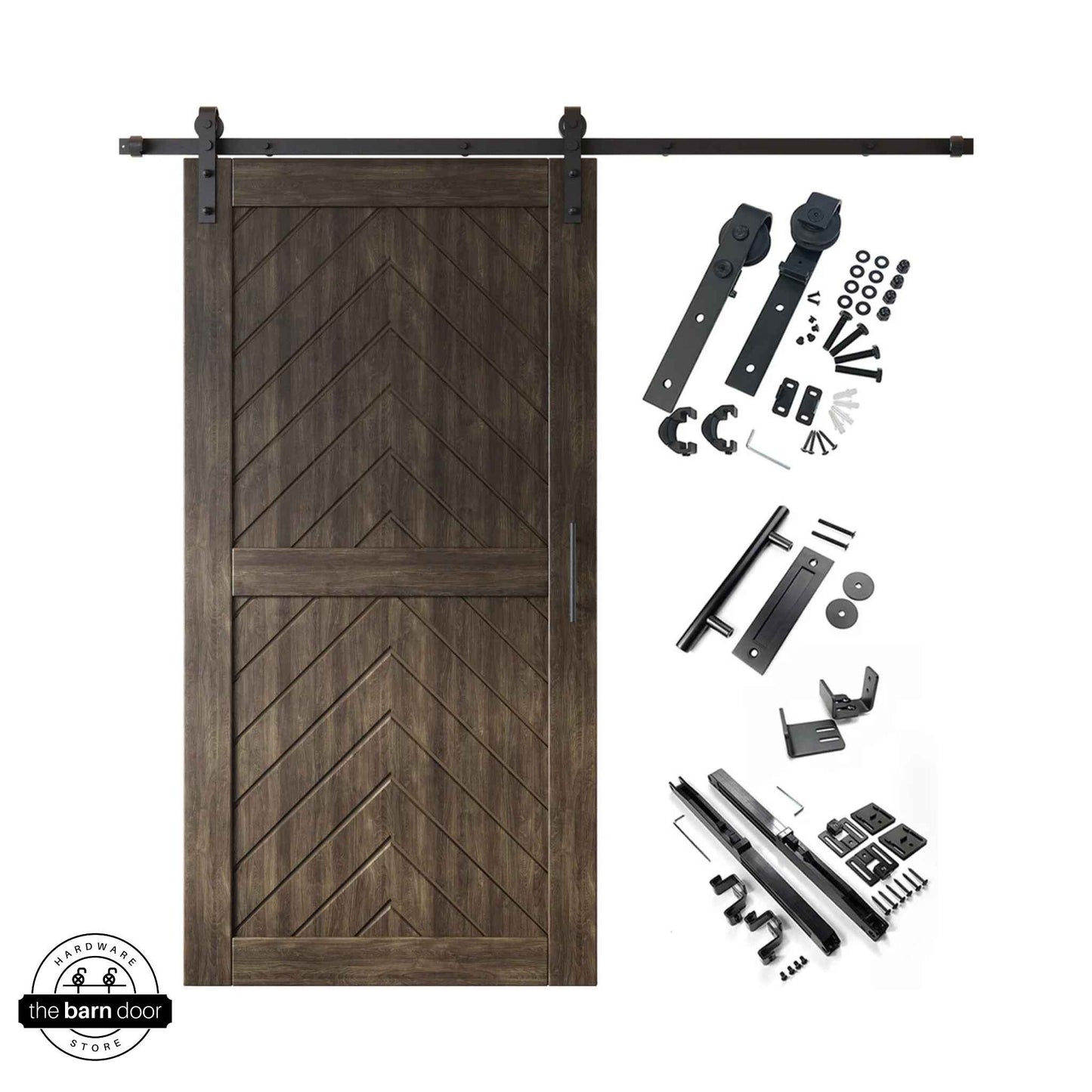 Fishbone Single Barn Door Kit | Black Hardware