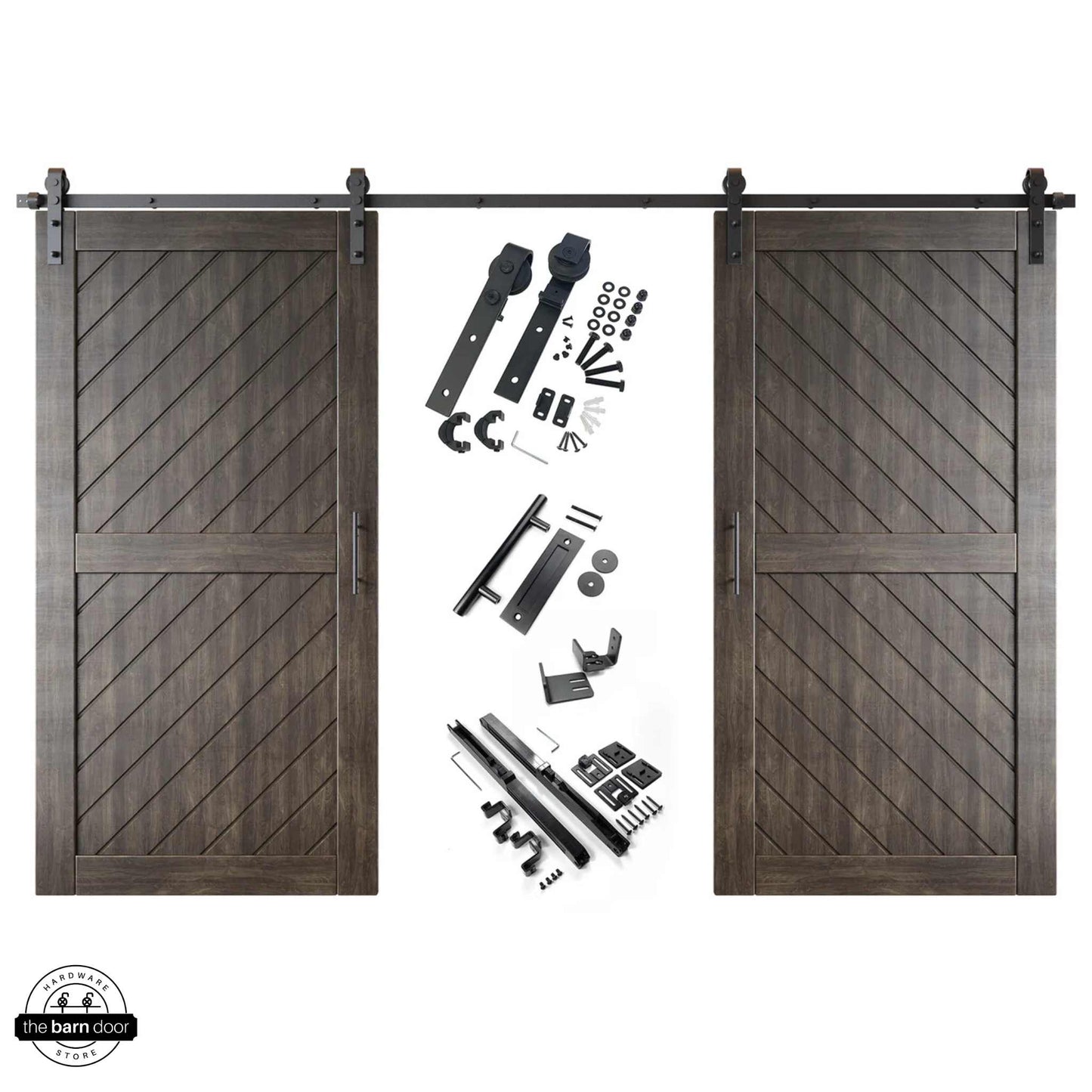 Slanted Double Barn Door Kit | Black Hardware