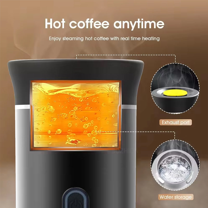 2025 Upgraded 3-in-1 Cordless Coffee Maker - 20Bar Portable for Car/Camping/Home, Capsule/Powder, USB Fast Heat