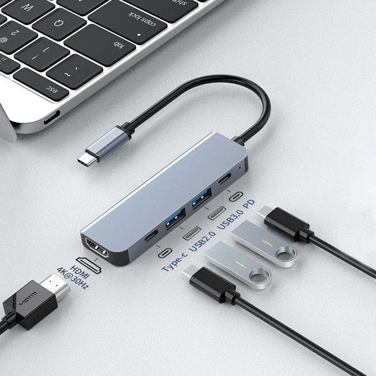 5-in-1 Type-C to HDMI Adapter USB C HUB 4K30Hz PD100W Docking Station USB-C 3.1 Splitter for MacBook iPad Pro Huawei USB 3.0 HUB