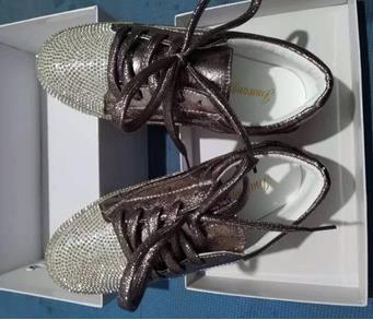 Sneakers Women Flats Golden Silver Shoes Rhinestone Bling Casual Shoes Korean Luxury Creepers Superstar Shoes Streetwear