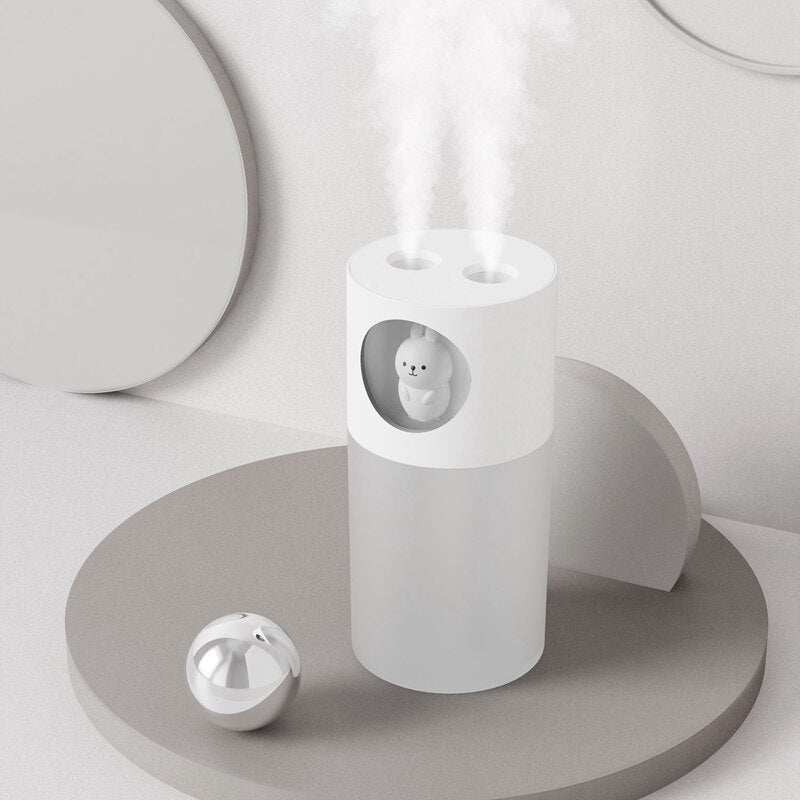 New Cute Pet Humidifier Double Spray Air Humidifier USB Ultrasonic Aroma Diffuse Air Mist Maker Humidificador with Romantic Lamp