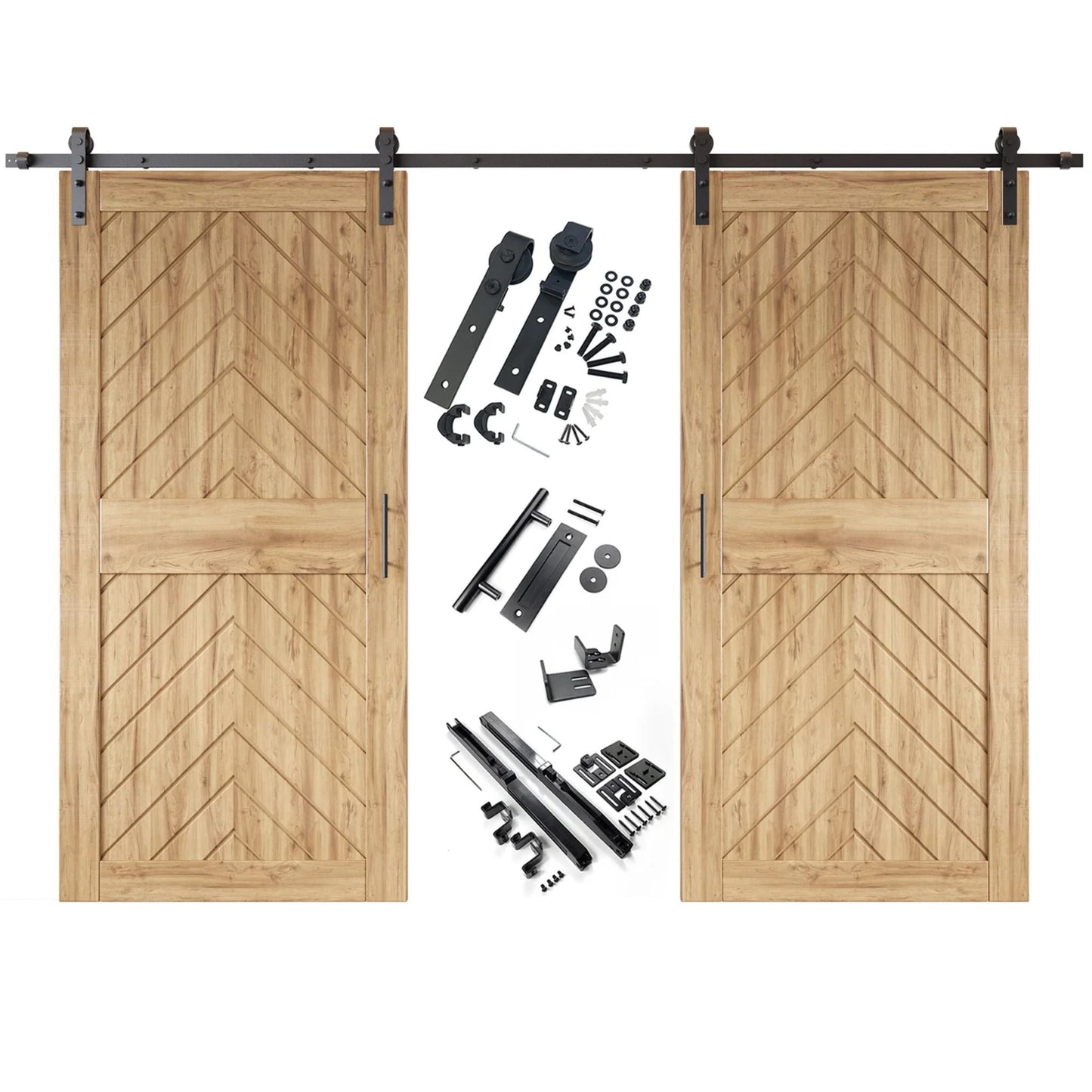 Fishbone Double Barn Door Kit | Black Hardware