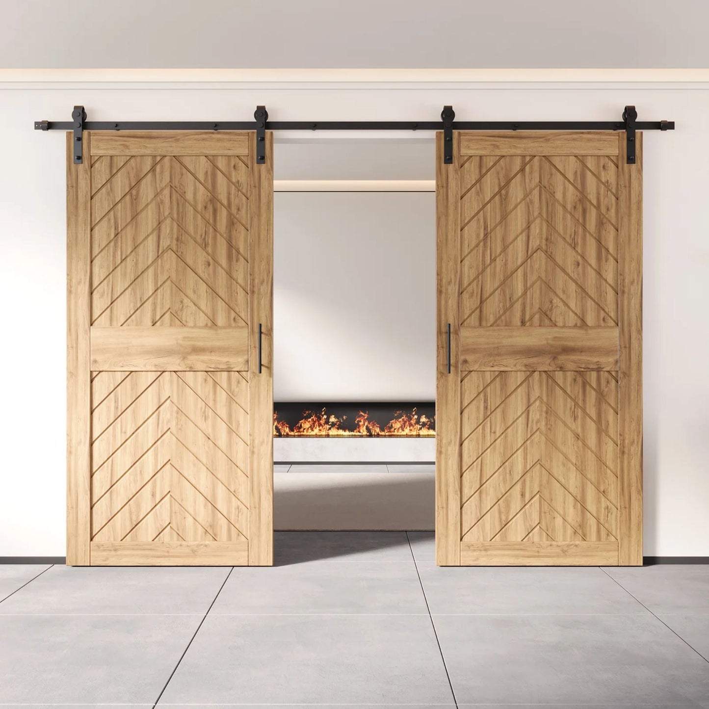 Fishbone Double Barn Door Kit | Black Hardware