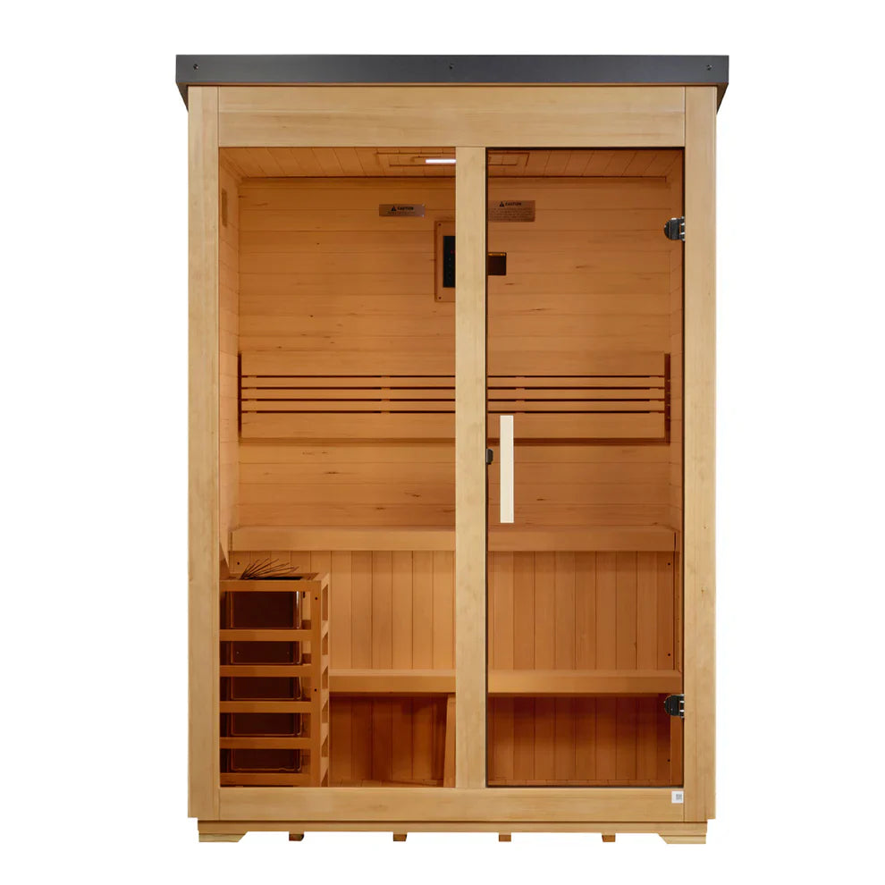Golden Designs Arlberg 3 Person Traditional Outdoor Steam Sauna - Flat Roof