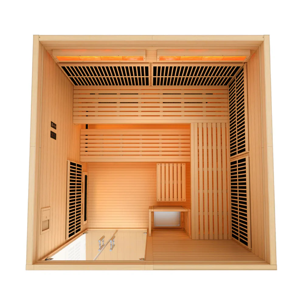 2025 Golden Designs "Toledo" 6 Person Hybrid Sauna (Indoor) Full Spectrum and Harvia Traditional Stove (GDI-8360-01)