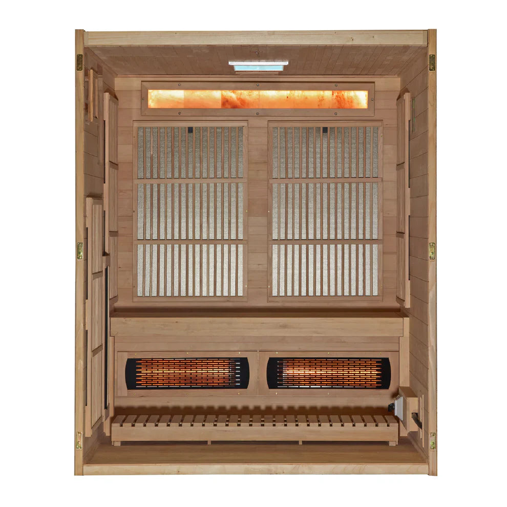 2025 Golden Designs "Soria" 3 Person Hybrid Sauna (Indoor) Full Spectrum and Harvia Traditional Stove (GDI-8330-01)