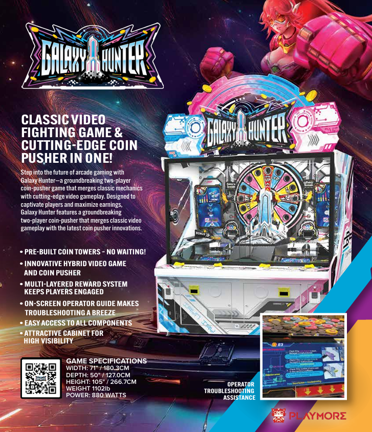 LAI Games Galaxy Hunter Redemption Pusher Arcade Game Machine