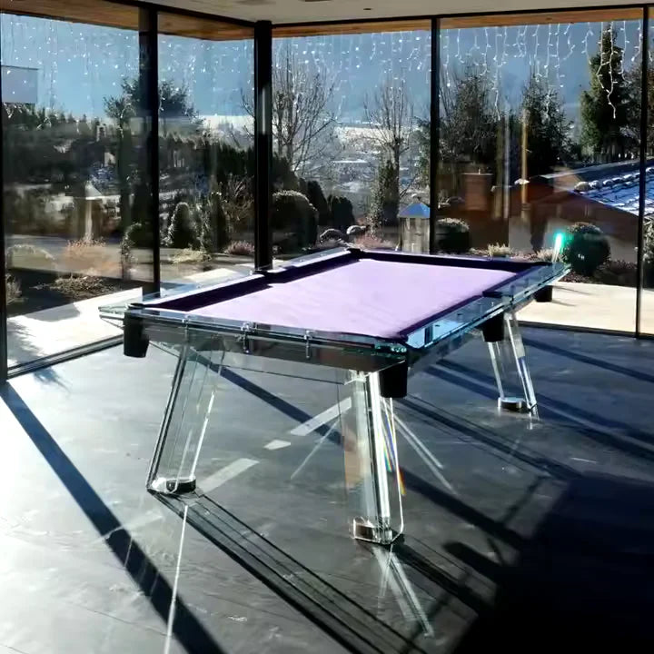 White Billiards The Skylar Modern Slate Glass Luxury Pool Table