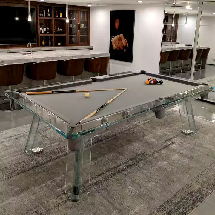 White Billiards The Skylar Modern Slate Glass Luxury Pool Table