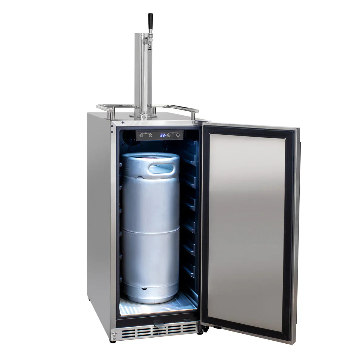 15" Outdoor Single Tap Stainless Steel Built-In Commercial Kegerator