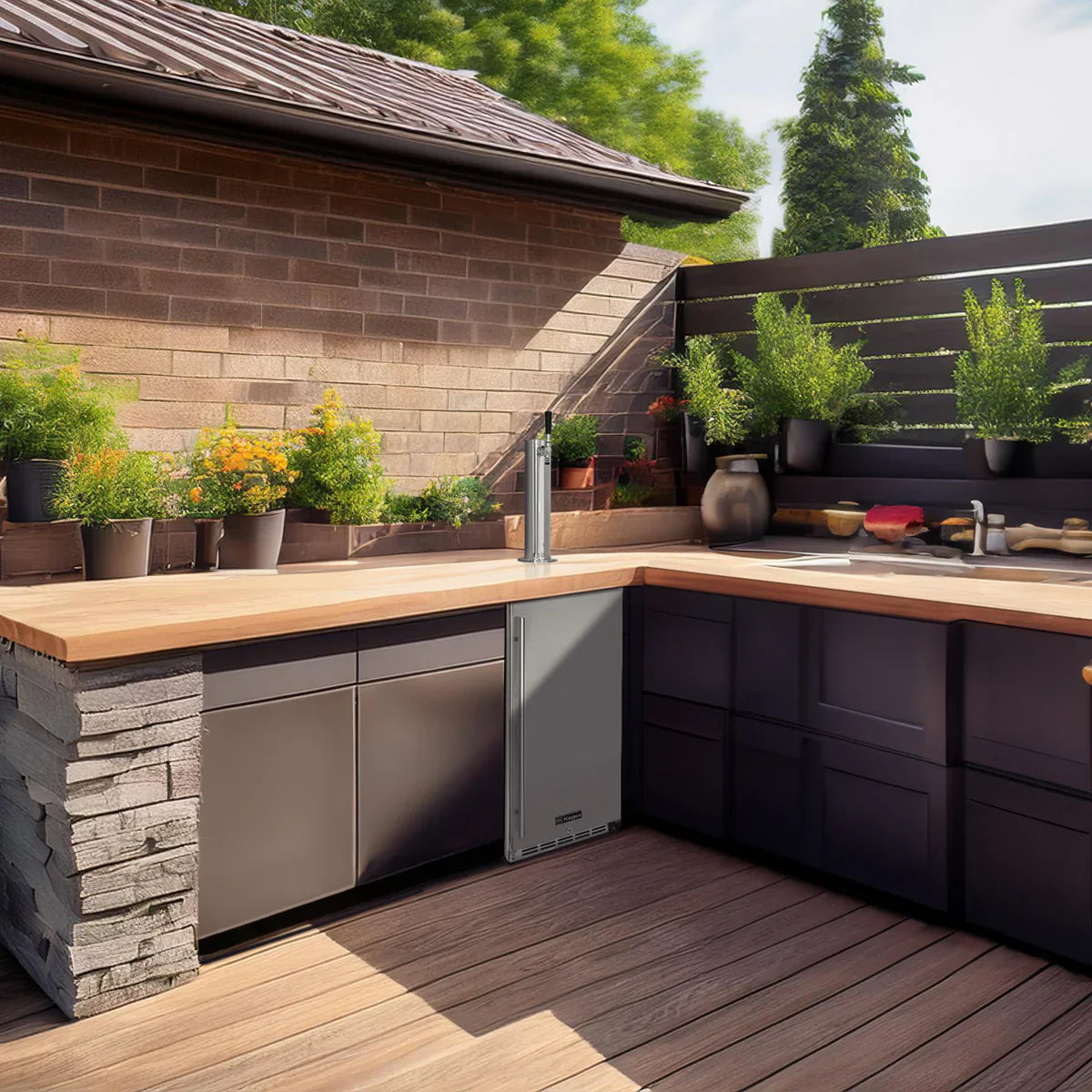 15" Outdoor Single Tap Stainless Steel Built-In Commercial Kegerator