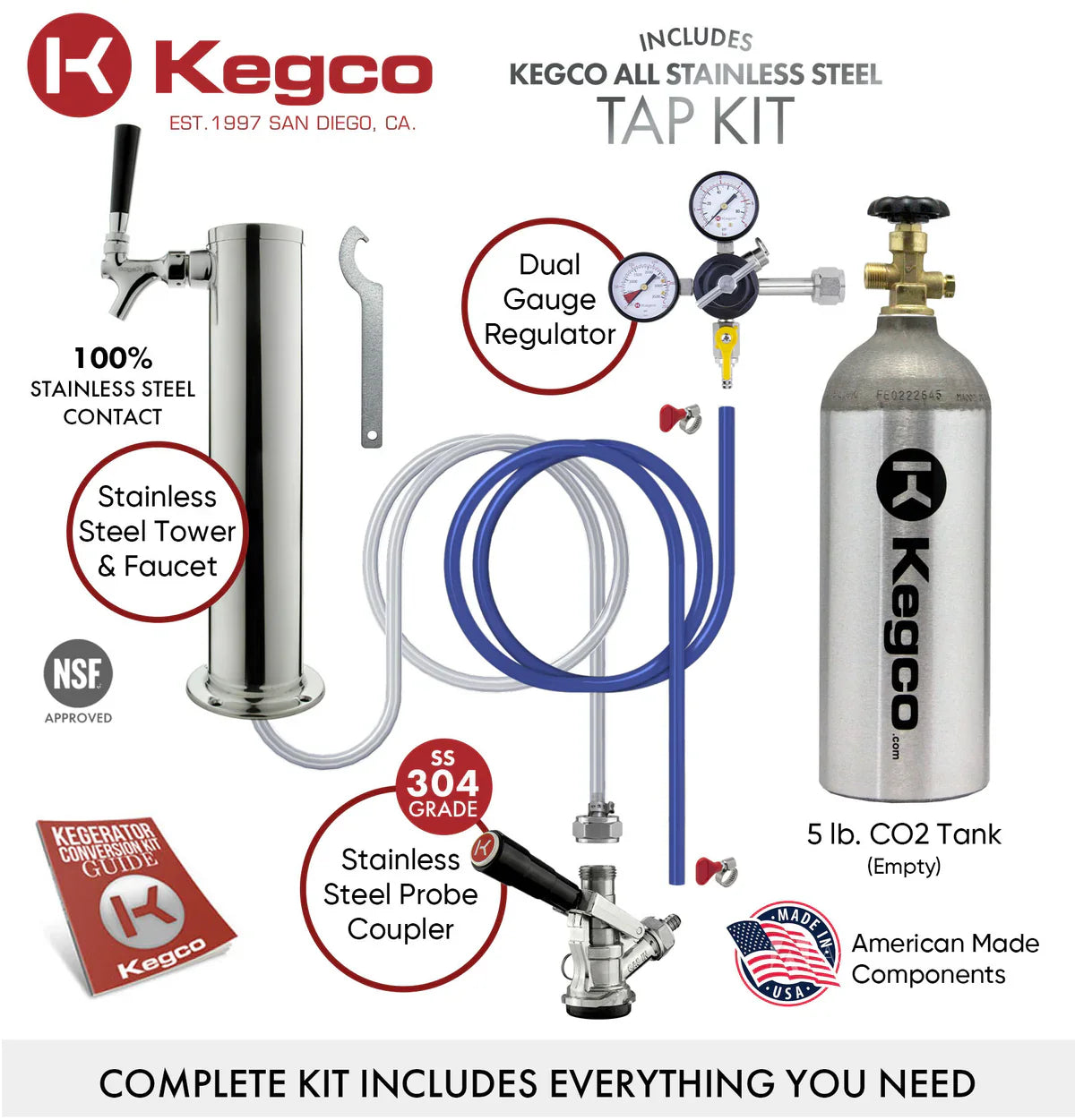 15" Outdoor Single Tap Stainless Steel Built-In Commercial Kegerator
