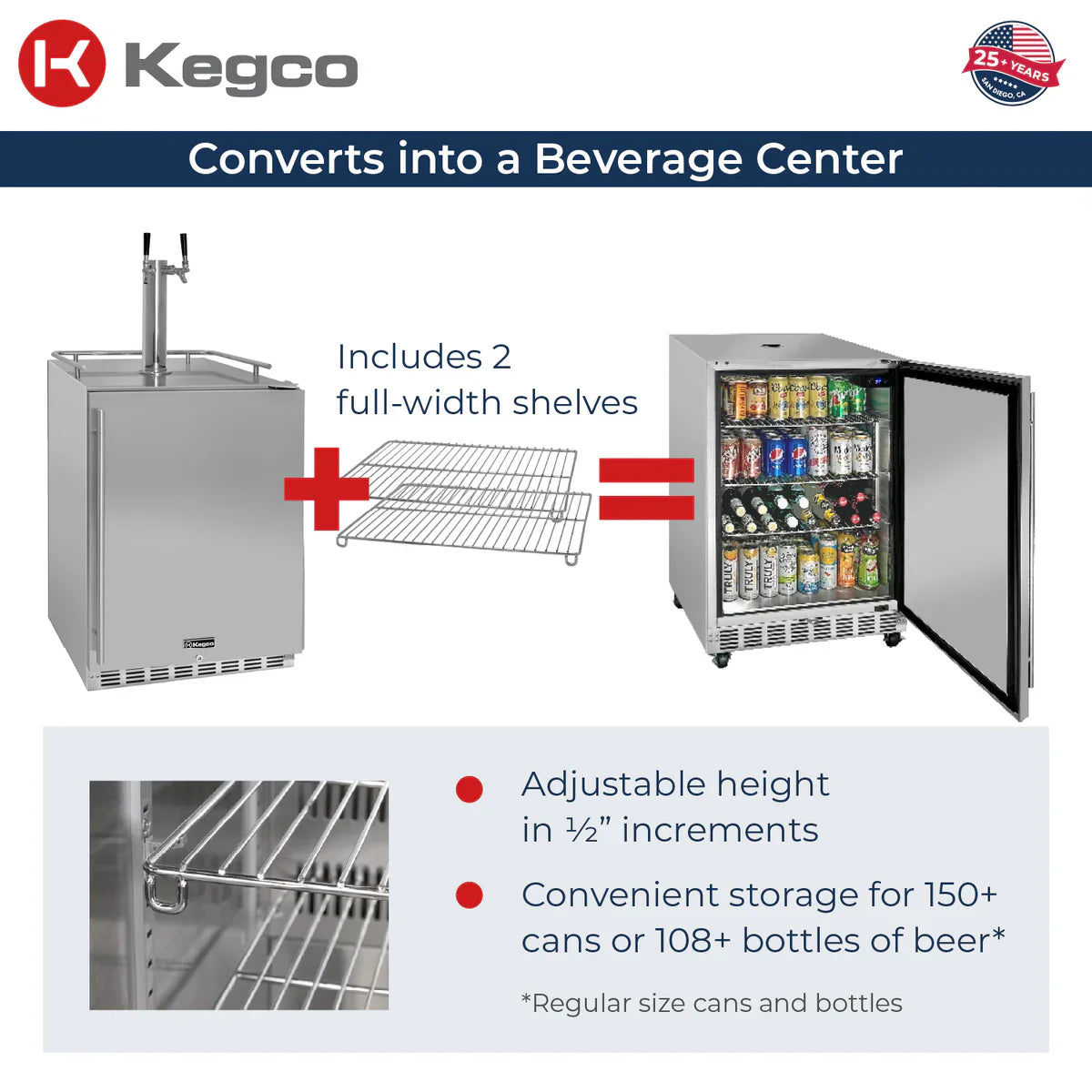 Kegco 24" Dual Faucet Built-in Kegerator - Outdoor