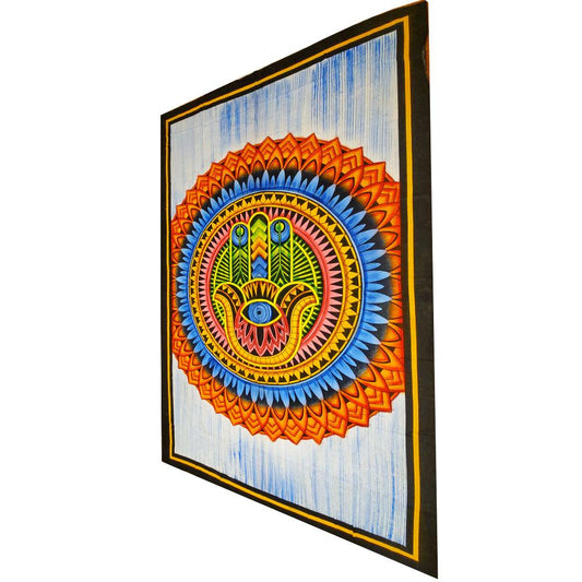 Hand Of Fatima Cotton Tapestry 90x80 Bedspread Throw