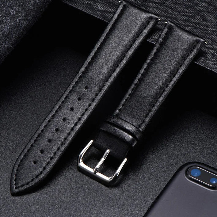 COROS Calfskin Leather Watch Band - Soft Wrist Strap with Silver Buckle