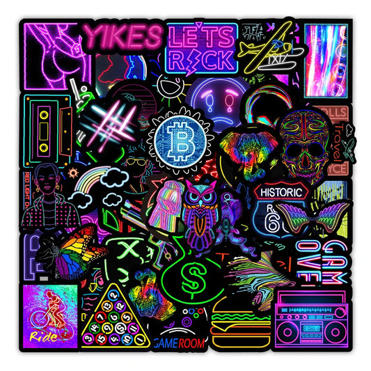 10/30/50/100PCS Cartoon Neon Light Graffiti Stickers Aesthetic Car Skateboard Laptop Phone Bike Cool Toy Decal Sticker for Kids