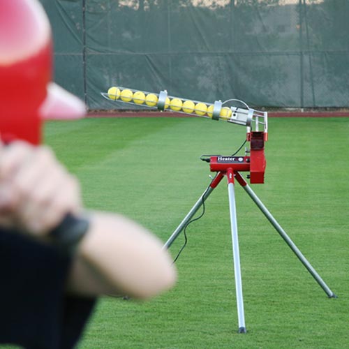 Heater Real 12" Softball Pitching Machine w/ Feeder & Xtender 24' Batting Cage