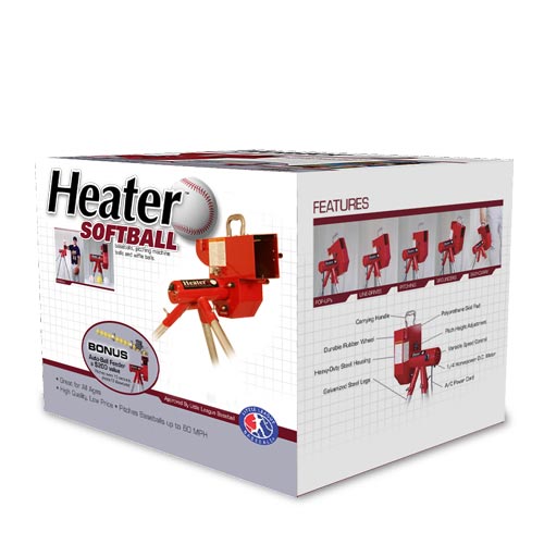 Heater Real 12" Softball Pitching Machine w/ Feeder & Xtender 24' Batting Cage