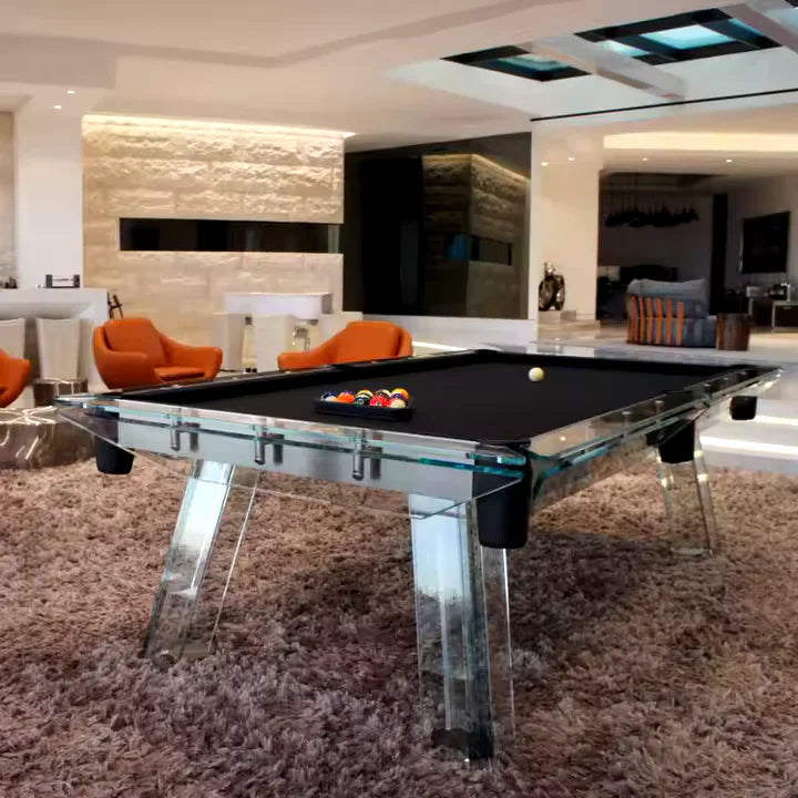White Billiards The Skylar Modern Slate Glass Luxury Pool Table