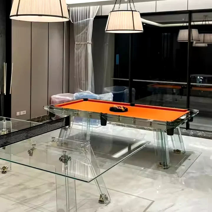White Billiards The Skylar Modern Slate Glass Luxury Pool Table
