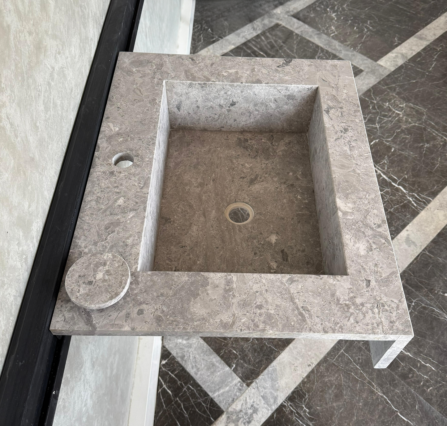 HANDCRAFTED CUSTOM TUNDRA GREY MARBLE SINK (NS-041)