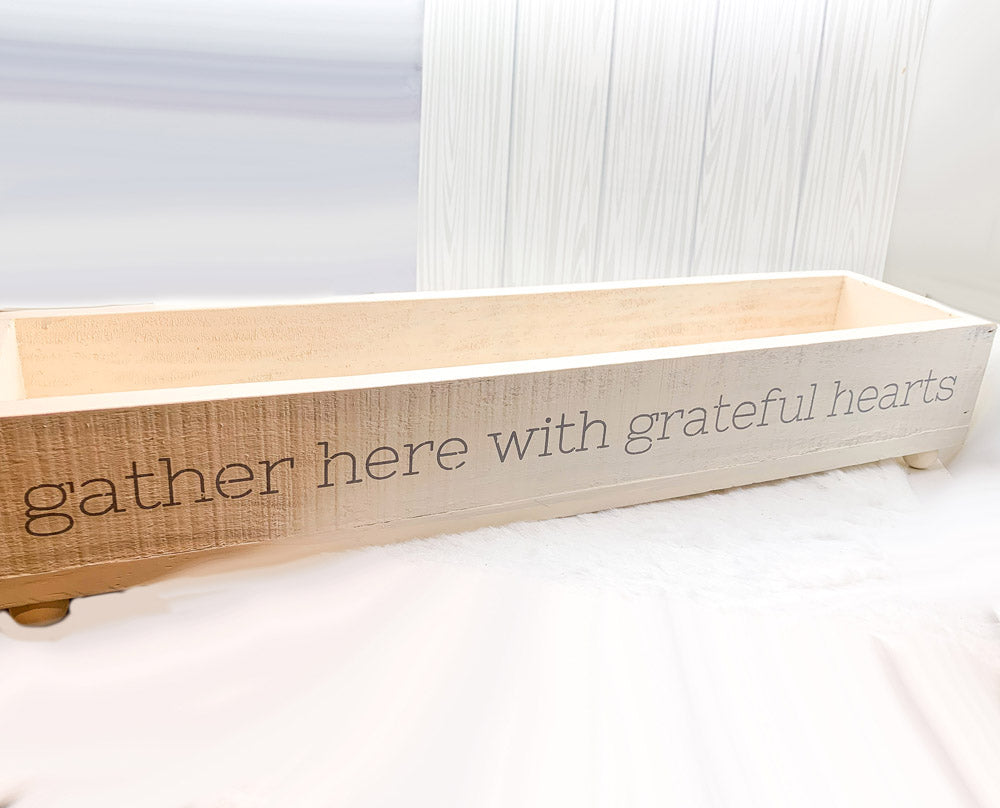 Gather Wooden Tray Long Box Centerpiece 20x12 Rustic Handmade Planter Decorative Storage