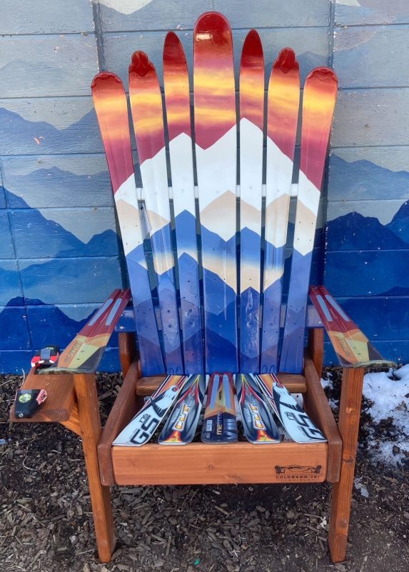 Colorado Ski Furniture Burnt Orange Sunset Mystic Mountains Mural Adirondack Ski Chair