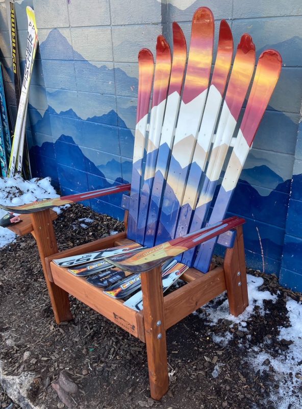 Colorado Ski Furniture Burnt Orange Sunset Mystic Mountains Mural Adirondack Ski Chair