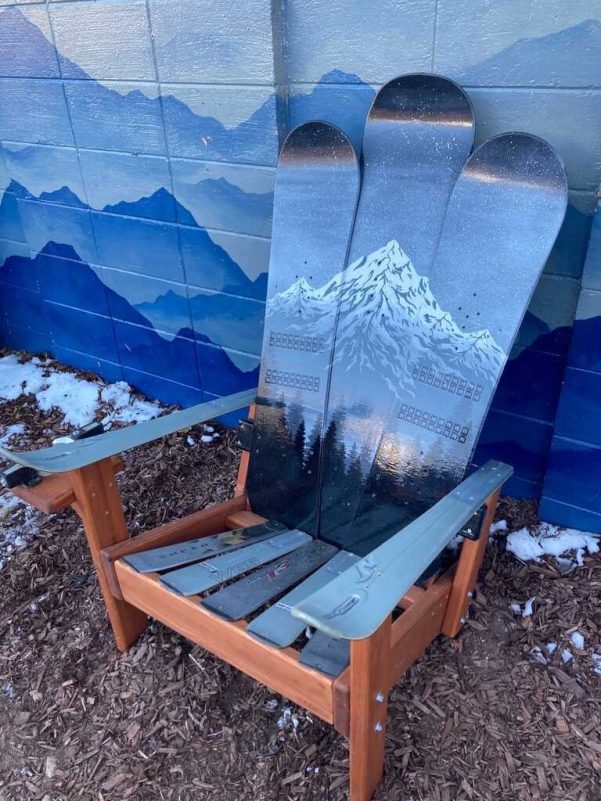 Colorado Ski Furniture Grey, Black, Silver Mountain Mural Snowboard Chair