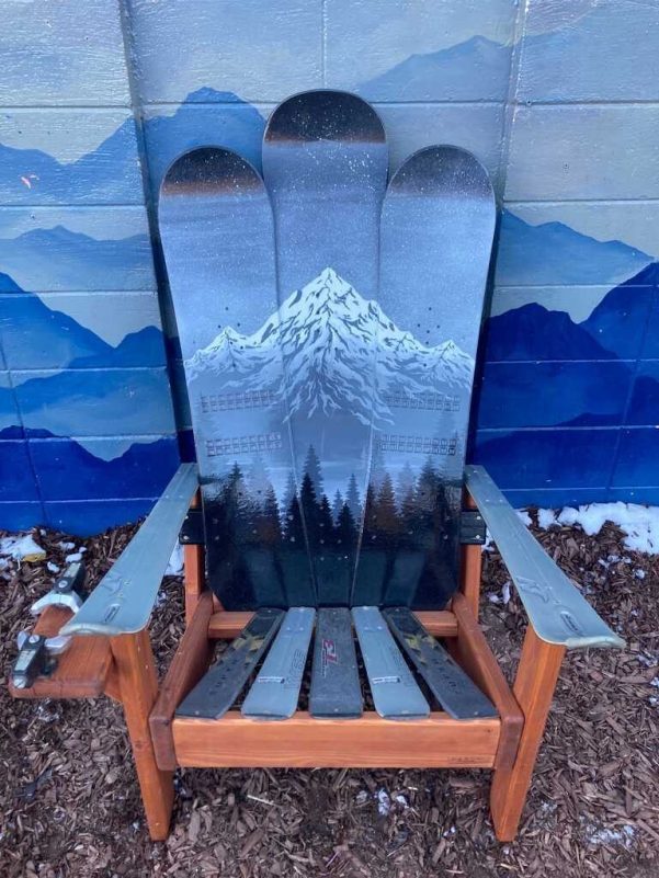 Colorado Ski Furniture Grey, Black, Silver Mountain Mural Snowboard Chair