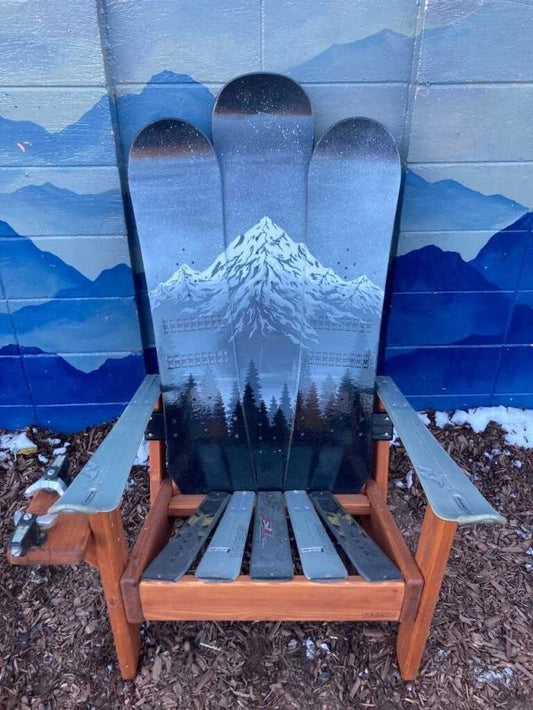 Colorado Ski Furniture Grey, Black, Silver Mountain Mural Snowboard Chair