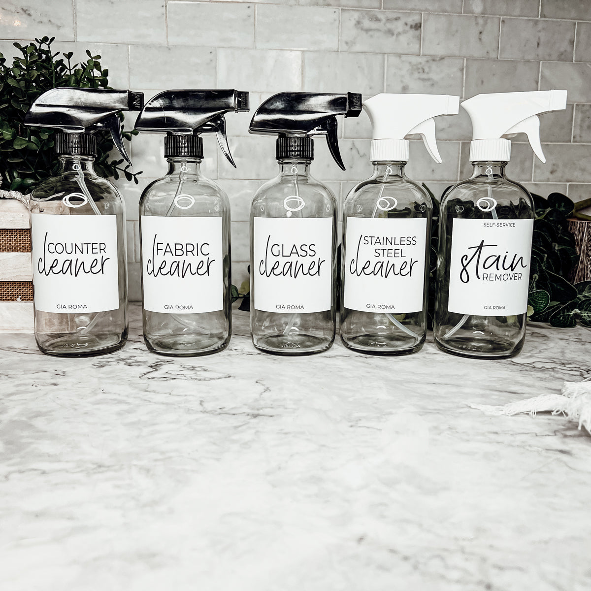 16oz Boston Round Glass Refillable Cleaning Bottles For Soap Lotion Dispensers