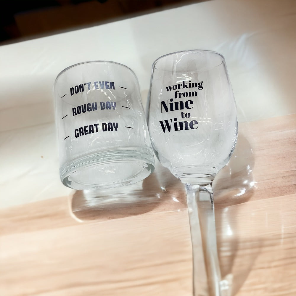 Whiskey Or Wine Stemless Glass Gift Set With Funny Barware Saying And Gift Box For Wine Lovers