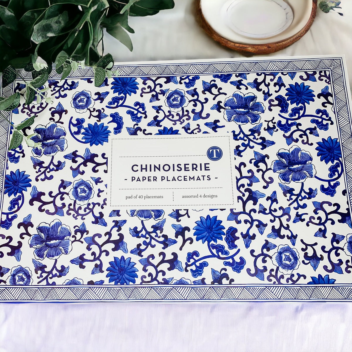 Chinoiserie Placemats Set Of 4 - Elegant Asian Floral Vinyl Placemats, Easy