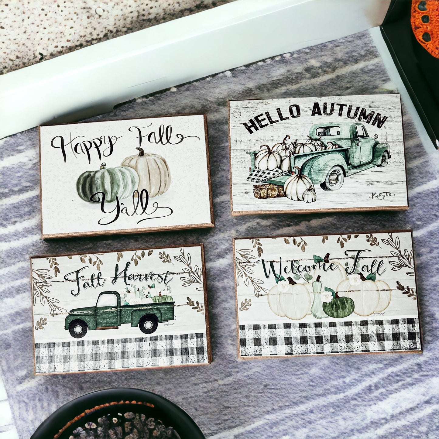 Fall Welcome Wooden Sign 6x4x1 Handmade Tiered Tray Shelf Mantel Decor