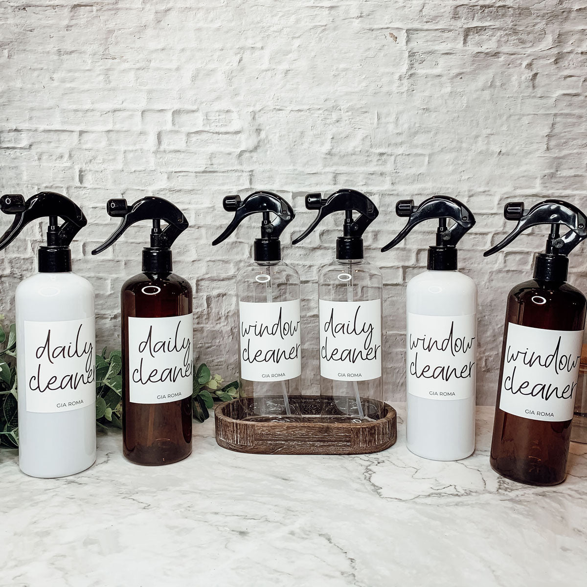 16oz Plastic Spray Bottles With White Or Black Waterproof Labels