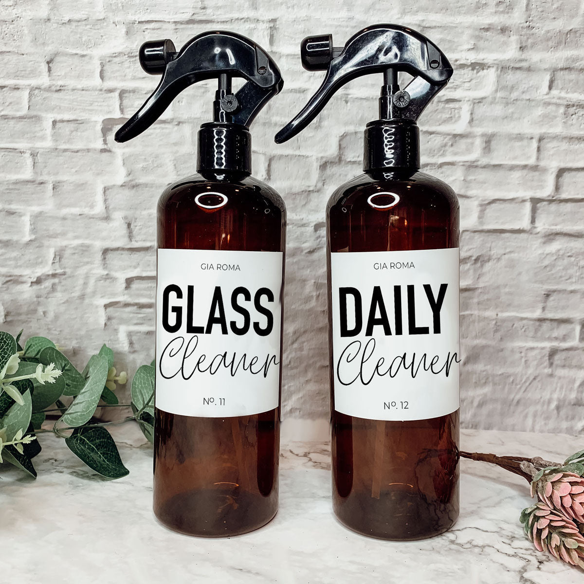 16oz Plastic Spray Bottles With White Or Black Waterproof Labels