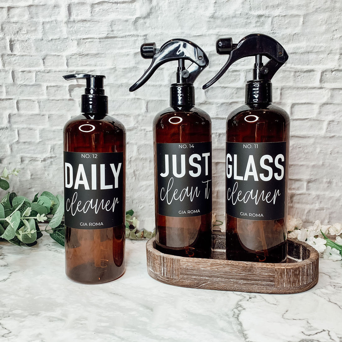 16oz Plastic Spray Bottles With White Or Black Waterproof Labels